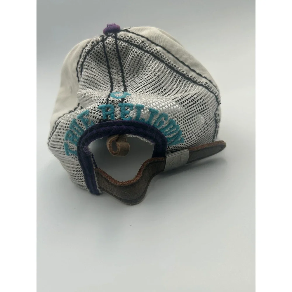 True Religion Distressed Trucker Hat Sequin Wings Mesh Back Multi-Color Cap